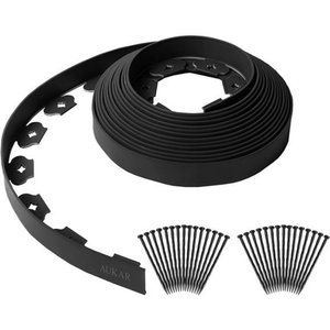 AUKAR Landscape Edging Kit 33ft Length No Dig Garden Edging Border (Black)